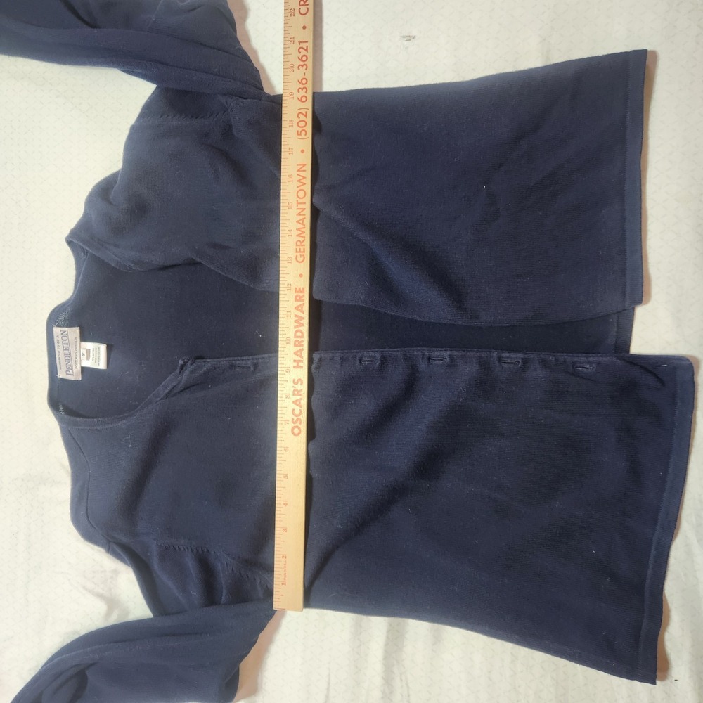 Vintage 90s Pendleton Wool Sweater Cardigan Women Small Navy - Picture 5 of 8